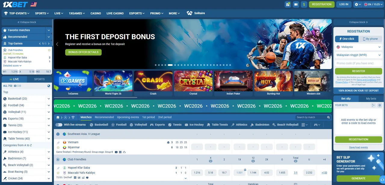 1xBet Casino user interface